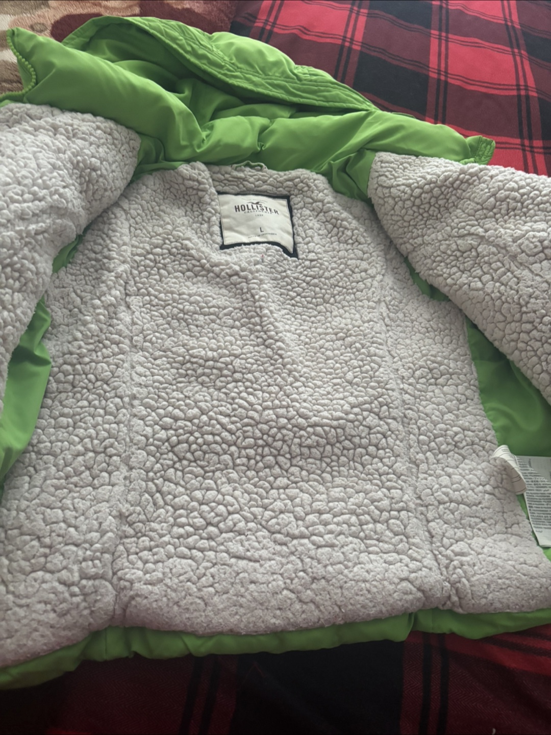 Hollister Lime Green Puffer Jacket Size Large - photo 2