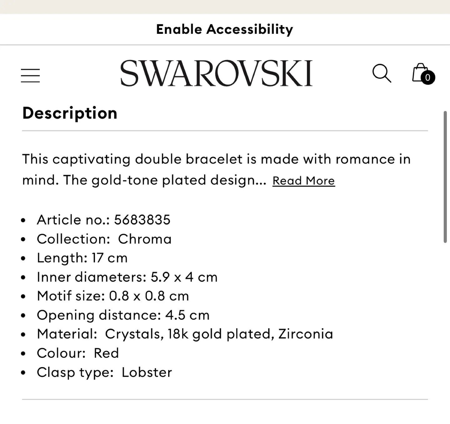 Swarovski Chroma Bangle Bracelet - Red Heart, 18k Gold Plated image indicator(4)