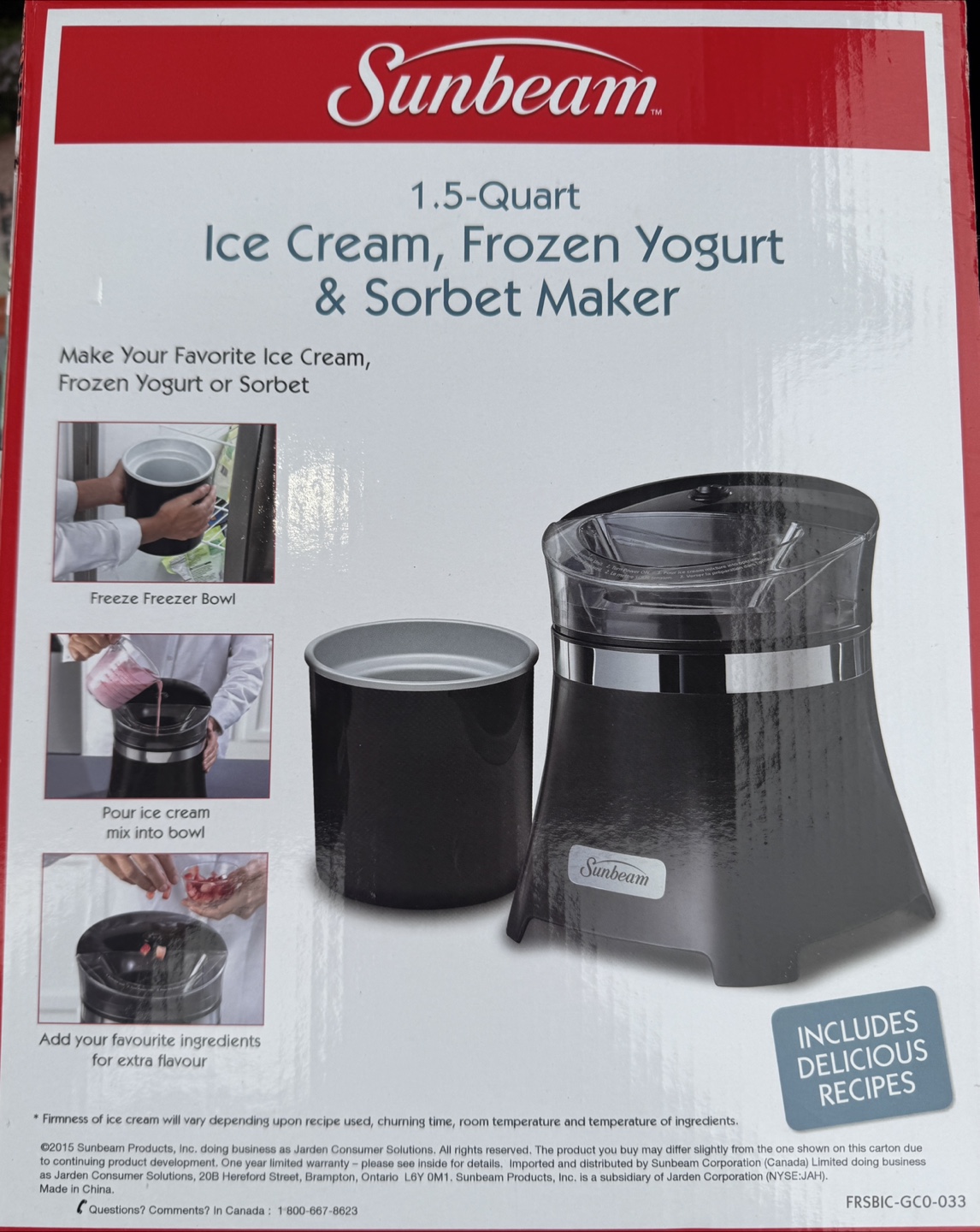 Sunbeam 1.5-Quart Ice Cream, Frozen Yogurt & Sorbet Maker - photo 3