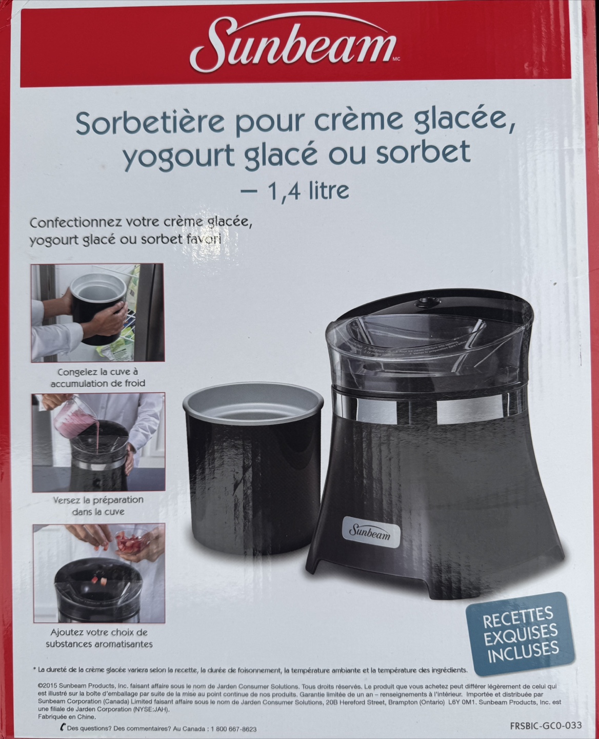 Sunbeam 1.5-Quart Ice Cream, Frozen Yogurt & Sorbet Maker - photo 2