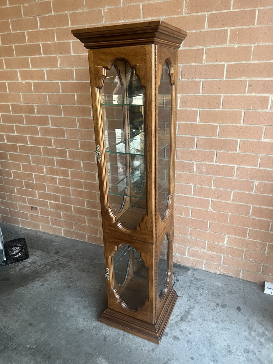 Tall Wooden Curio Cabinet with Glass Shelves - photo 2