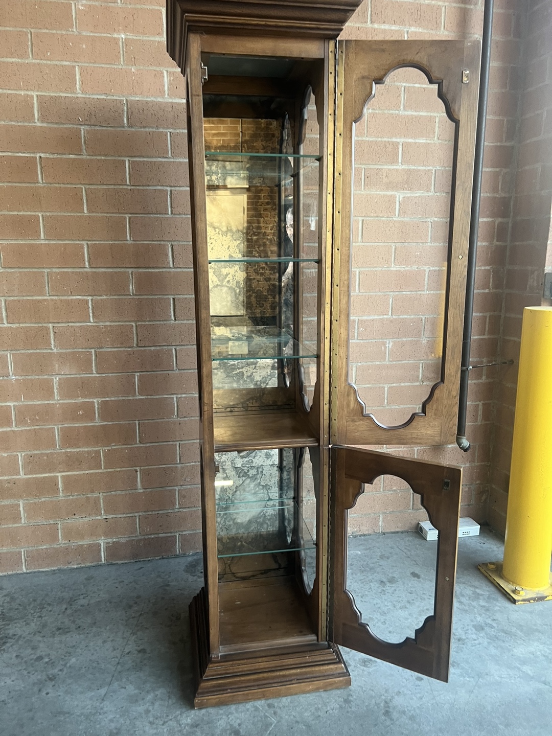 Tall Wooden Curio Cabinet with Glass Shelves - photo 5