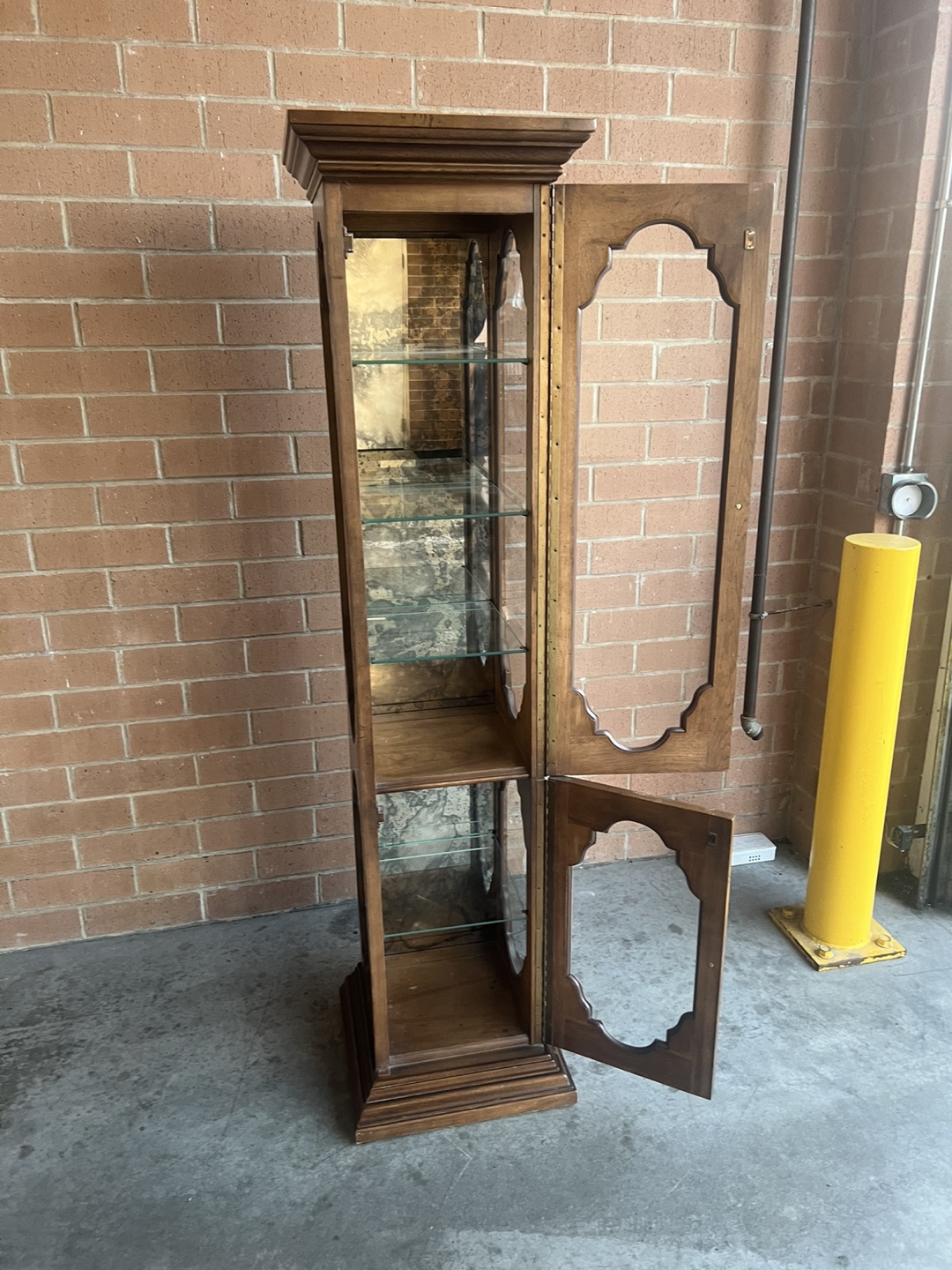 Tall Wooden Curio Cabinet with Glass Shelves - photo 4