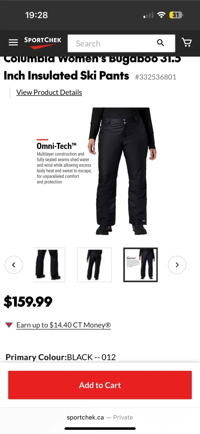 Columbia Women's Bugaboo 31.5 Inch Insulated Ski Pants thumbnail