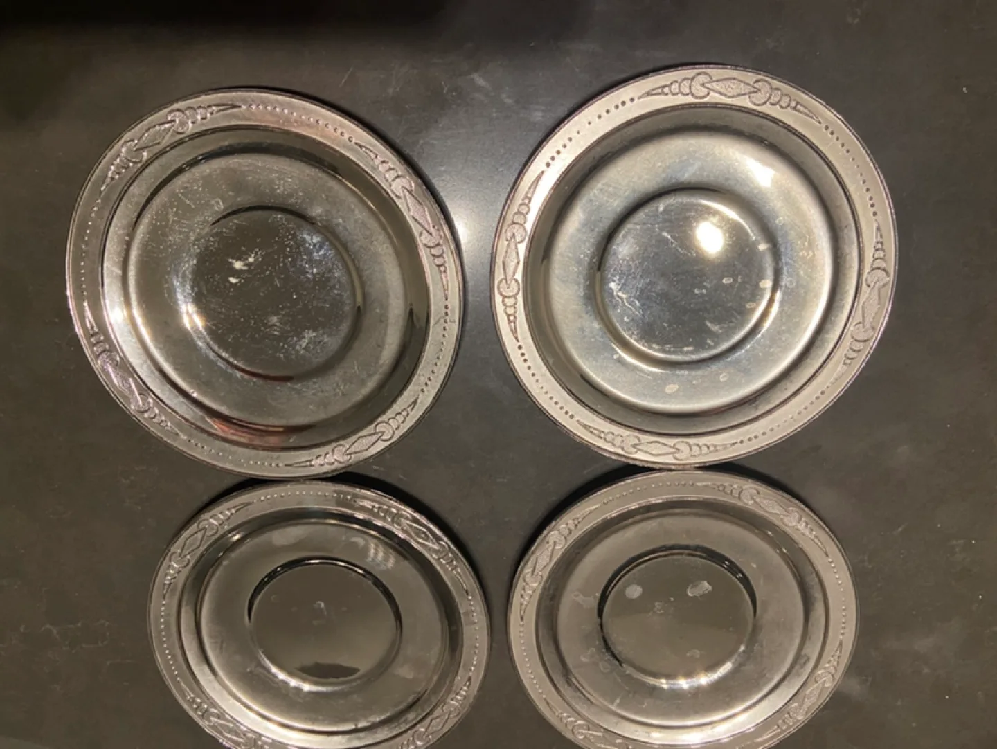 Set of 4 Genuine silver-plated Saucers/side dish image indicator(3)