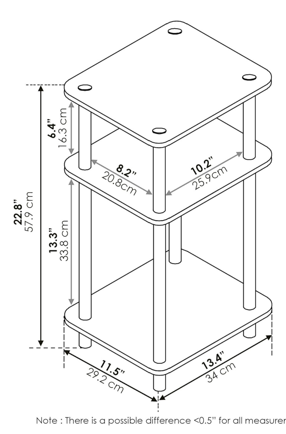 Three-Tier Wooden Shelf Unit Side Table - 2 Available - photo 2
