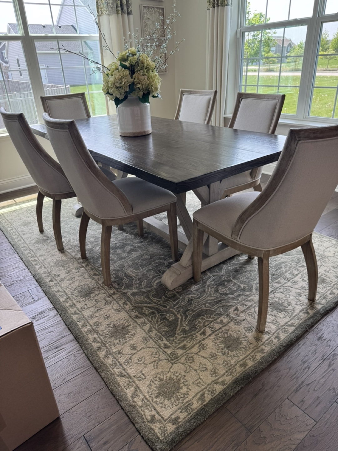 Farmhouse Style Dining Table with Six Chairs