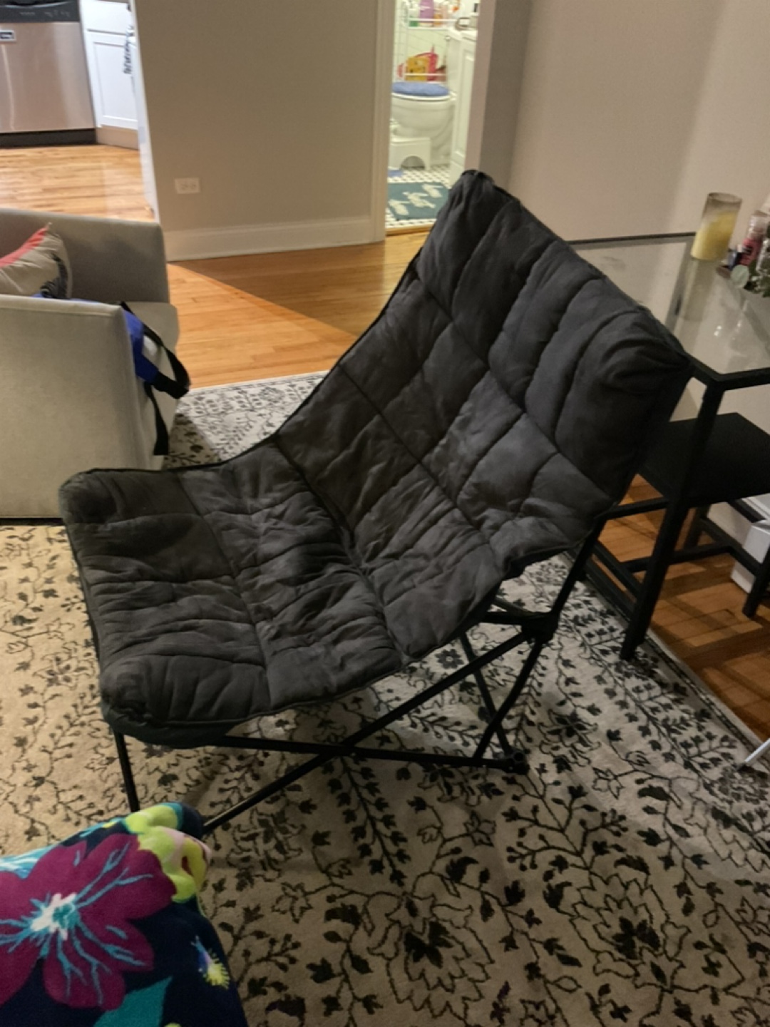 Gray Padded Butterfly Folding Chair