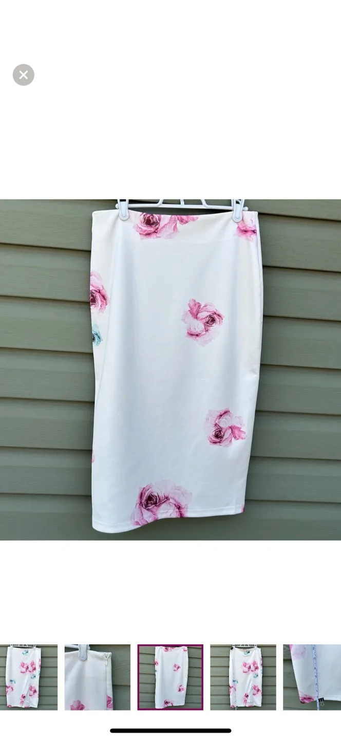 Jenn Floral Print Midi Lined Pencil Skirt with Slit Size L image indicator(3)