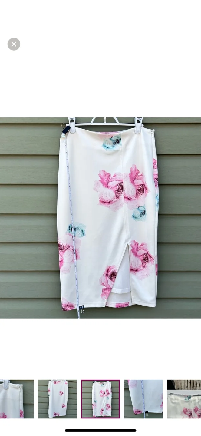 Jenn Floral Print Midi Lined Pencil Skirt with Slit Size L image indicator(4)