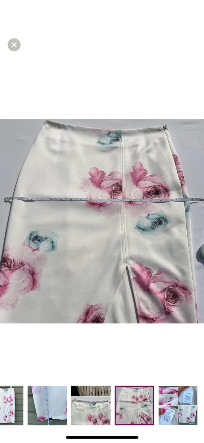 Jenn Floral Print Midi Lined Pencil Skirt with Slit Size L image indicator(7)