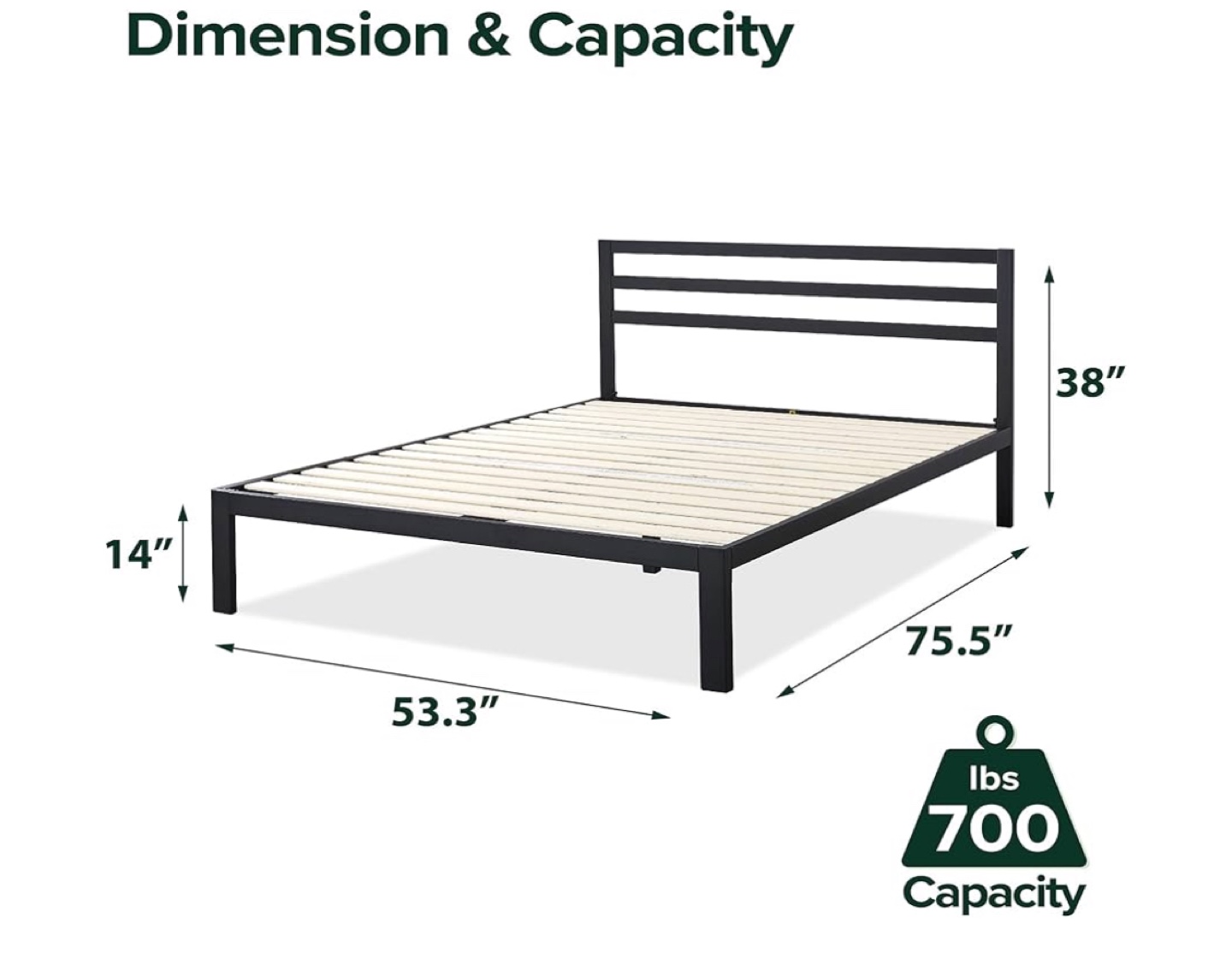 Metal Platform Bed Frame - Full/Double + Mattress - photo 2