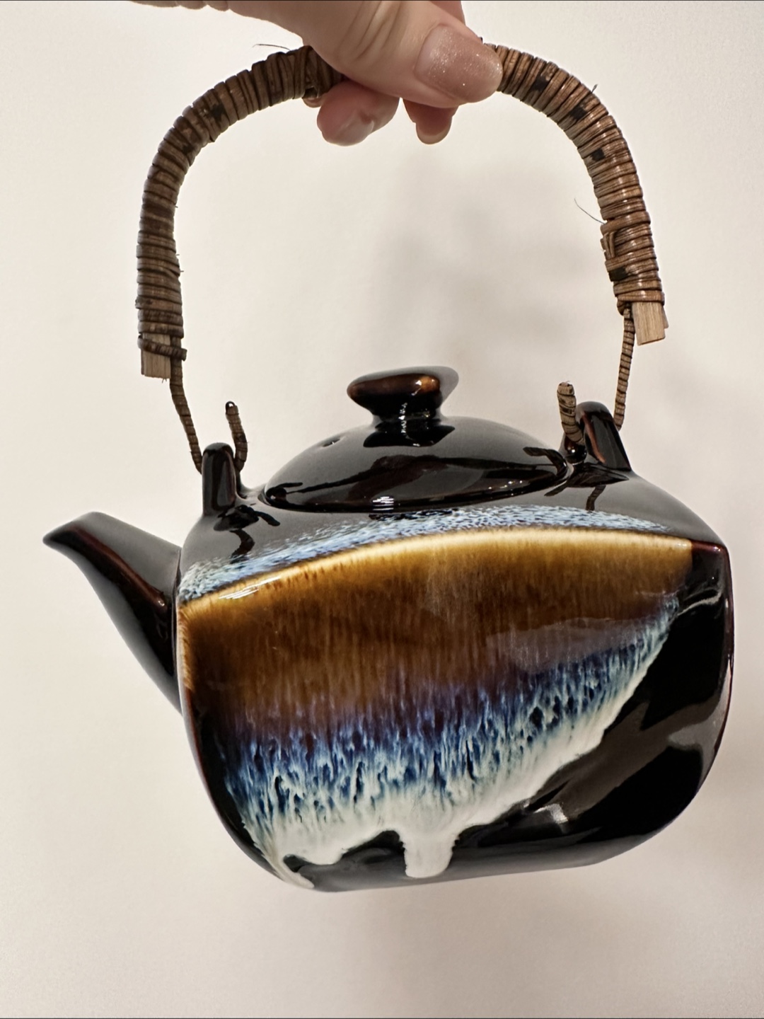 Japanese Ceramic Teapot with Bamboo Handle - photo 3