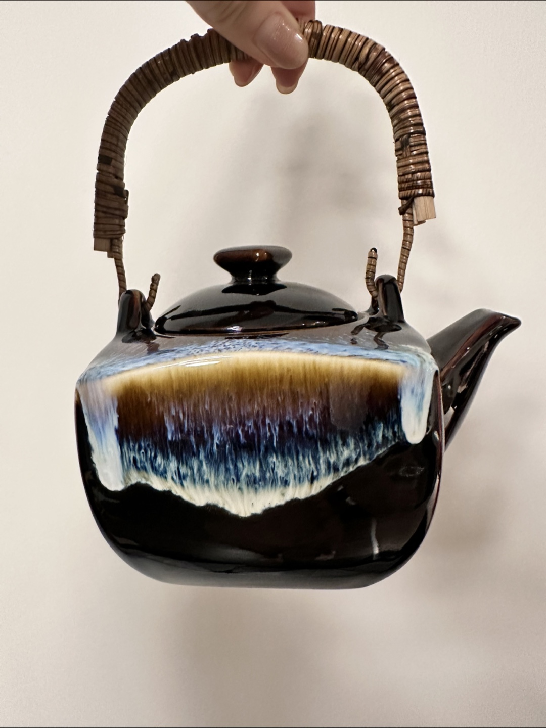 Japanese Ceramic Teapot with Bamboo Handle