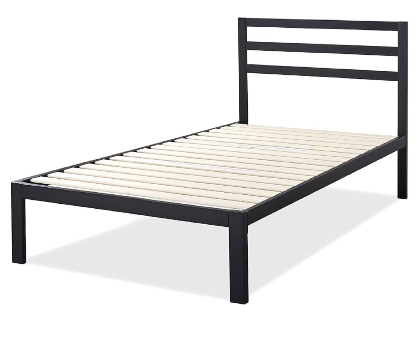 Metal Twin-Size Platform Bed Frame - Black + Mattress