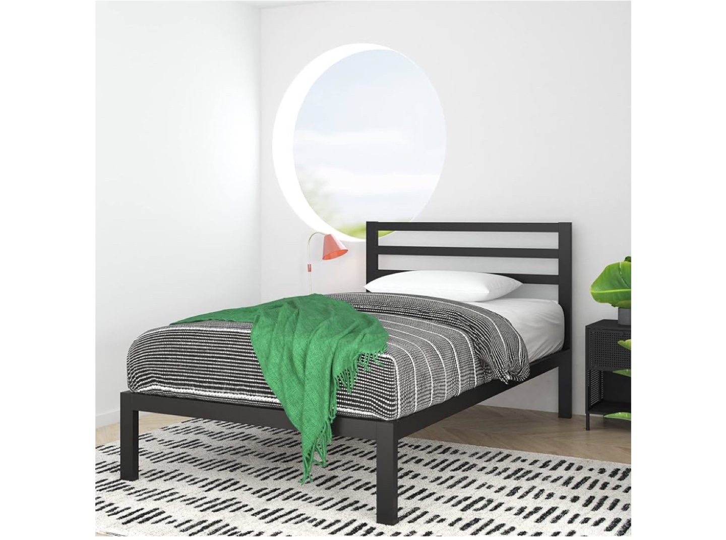 Metal Twin-Size Platform Bed Frame - Black + Mattress - photo 3