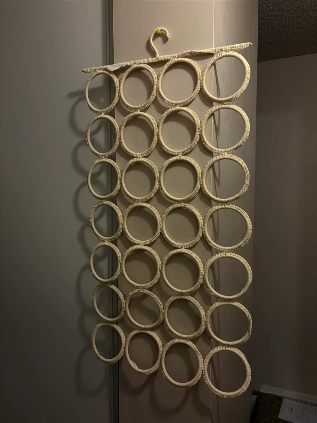 Cream-coloured woven scarf hanger thumbnail
