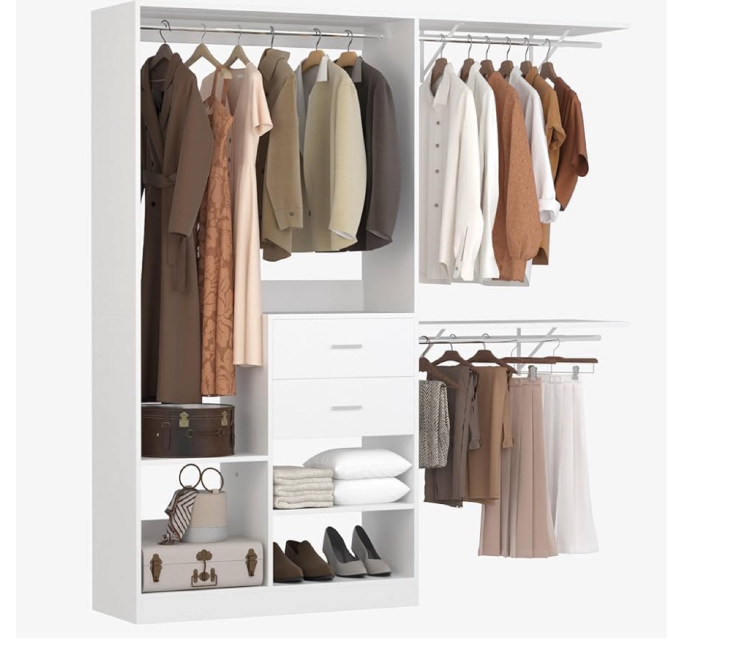Closet System - Freestanding Wardrobe with Drawers & Shelves