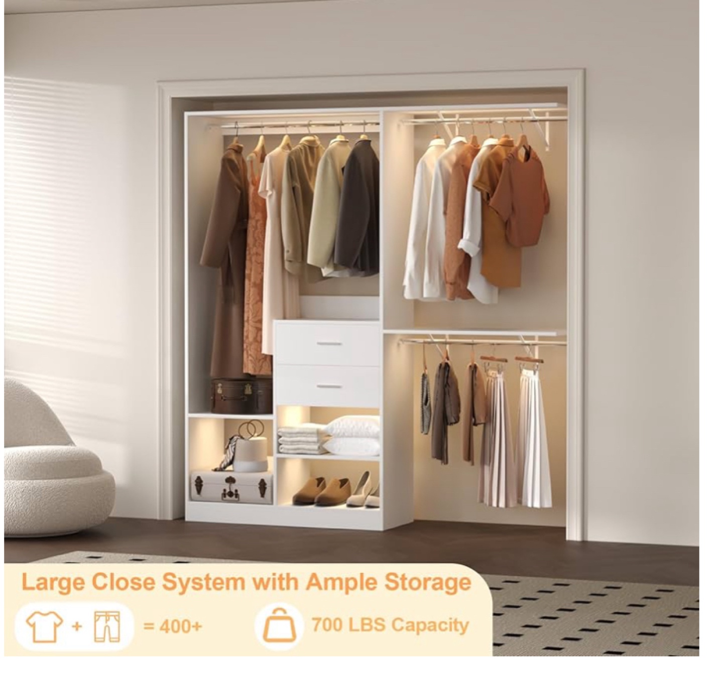 Closet System - Freestanding Wardrobe with Drawers & Shelves - photo 2