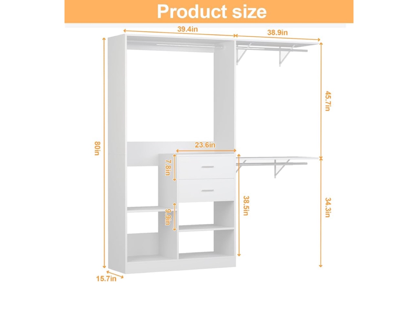 Closet System - Freestanding Wardrobe with Drawers & Shelves - photo 4