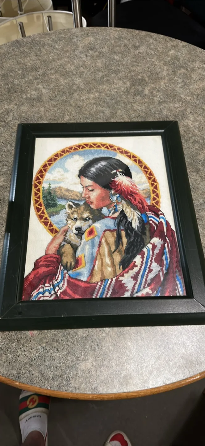 Framed Native American Cross-Stitch thumbnail
