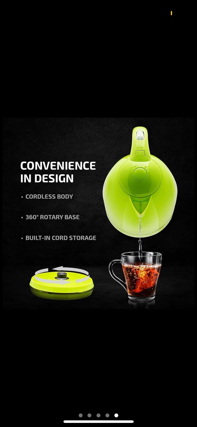 Ovente 1.7L Electric Kettle - Lime Green - photo 4