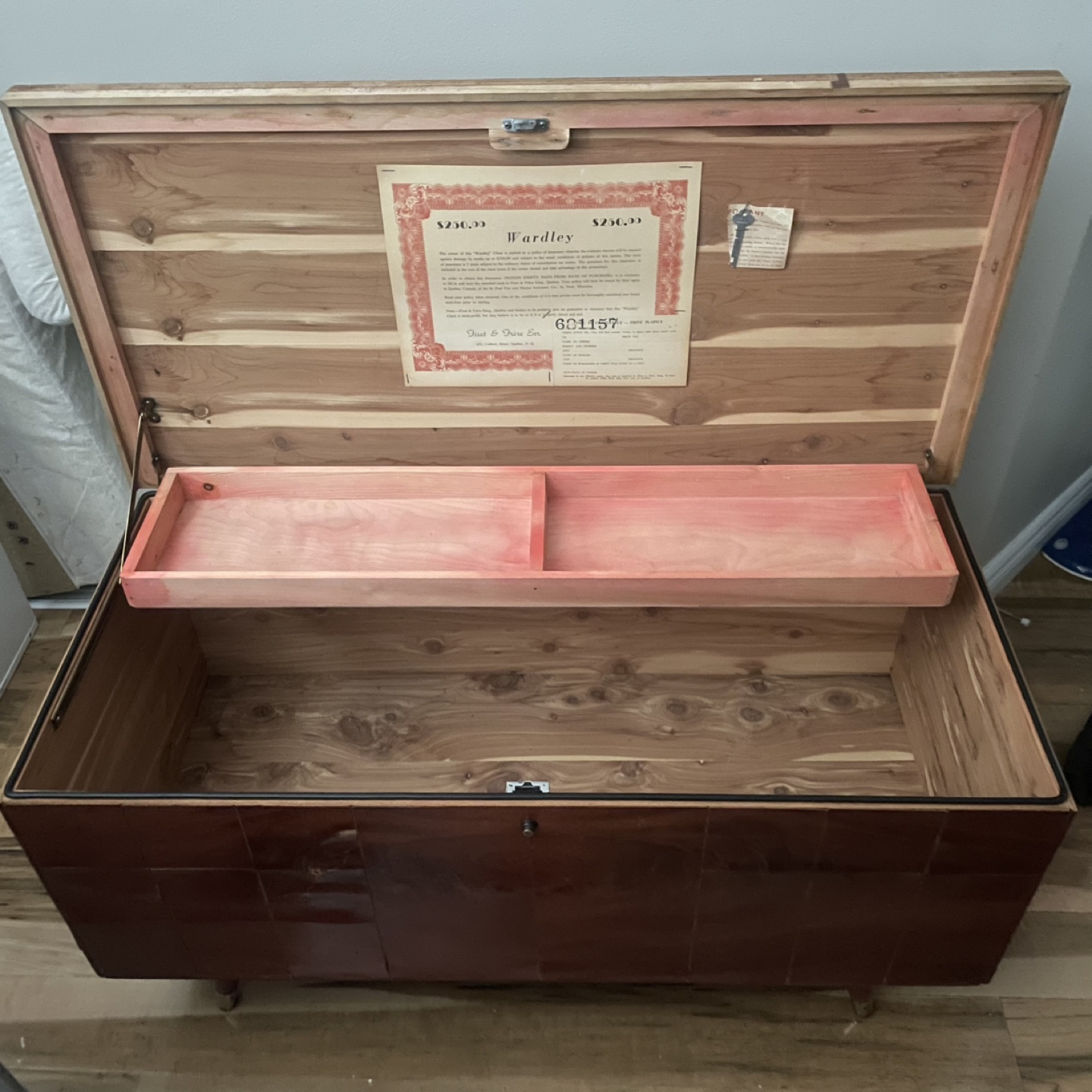Vintage Wardley Cedar Chest w Key Mid-Century Storage