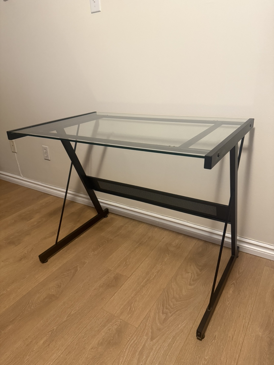 Glass Top Desk with Black frame