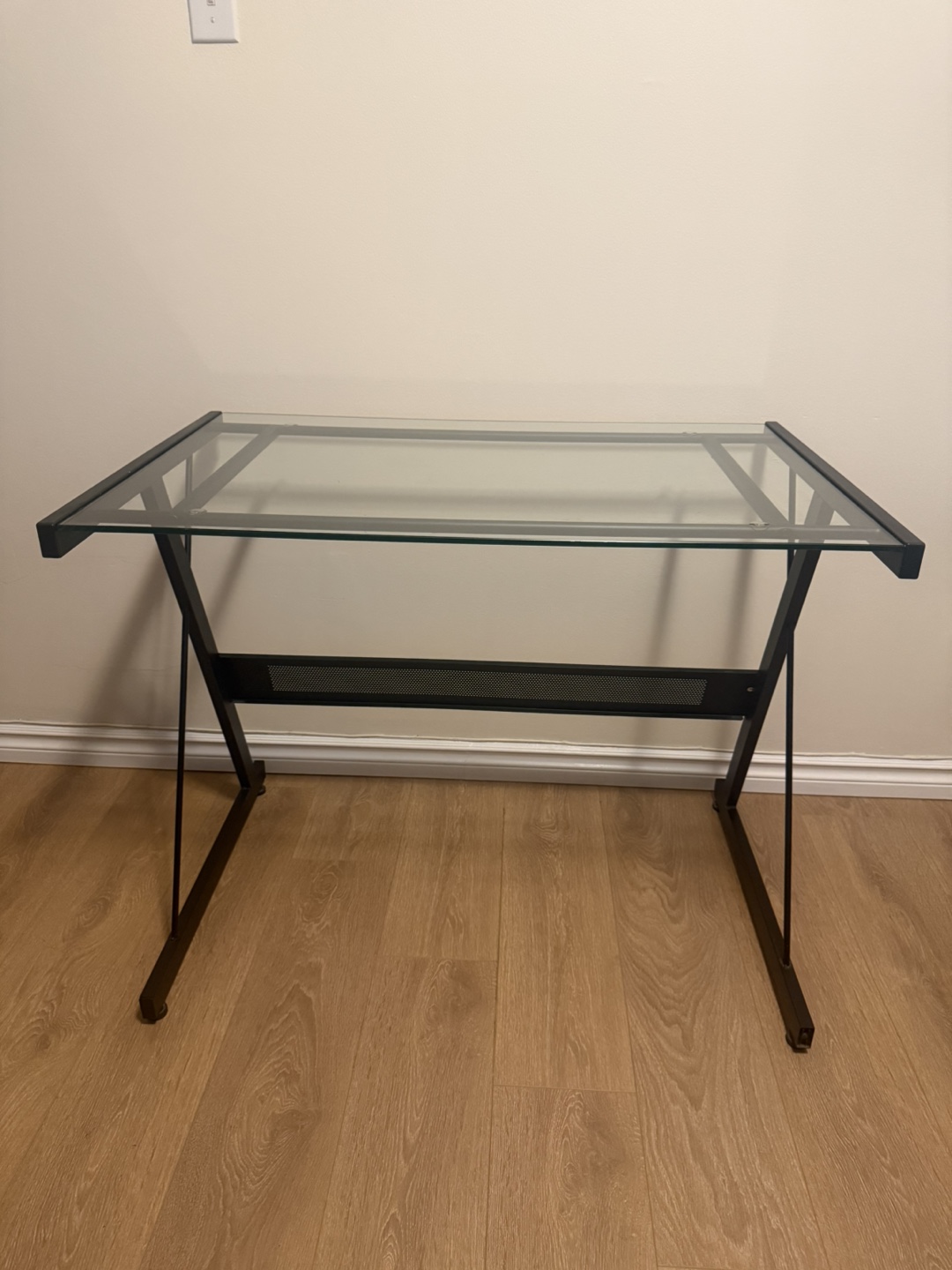 Glass Top Desk with Black frame - photo 2