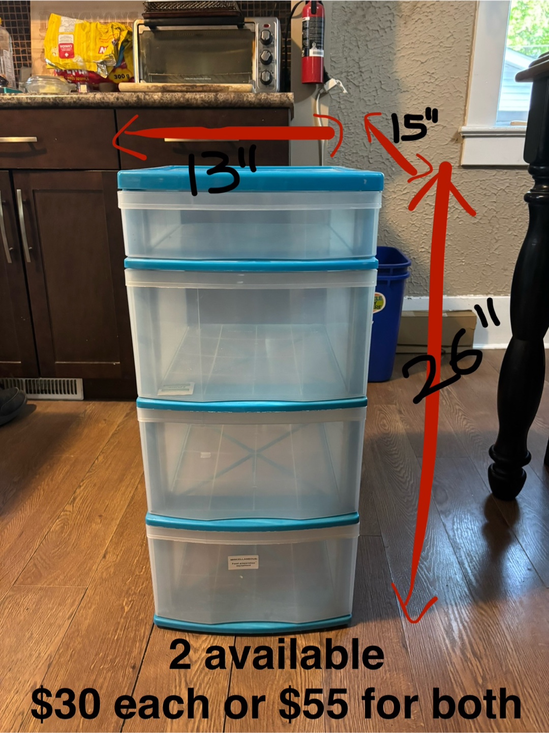 4-Drawer Plastic Storage Unit