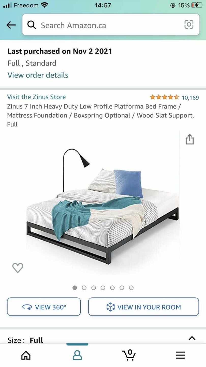 Low Profile Full/Double Platform Bed Frame (Zinus Brand)