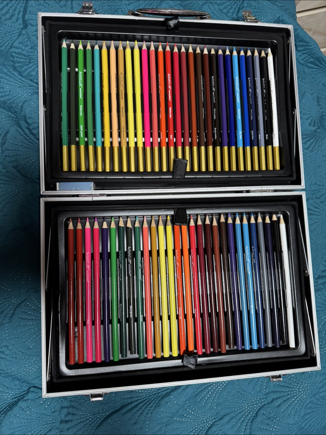 Artist's Carry Case with Colored Pencils, Paints, and Brushes - photo 2