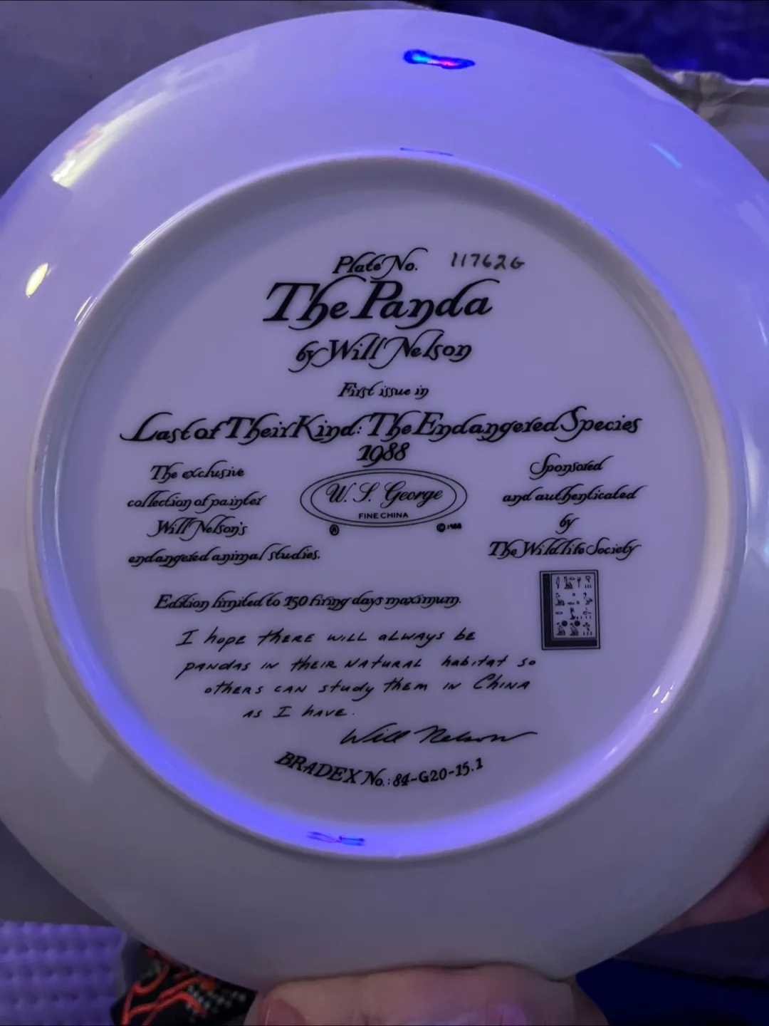 W. S. George Fine China Panda Collector's Plate image indicator(2)