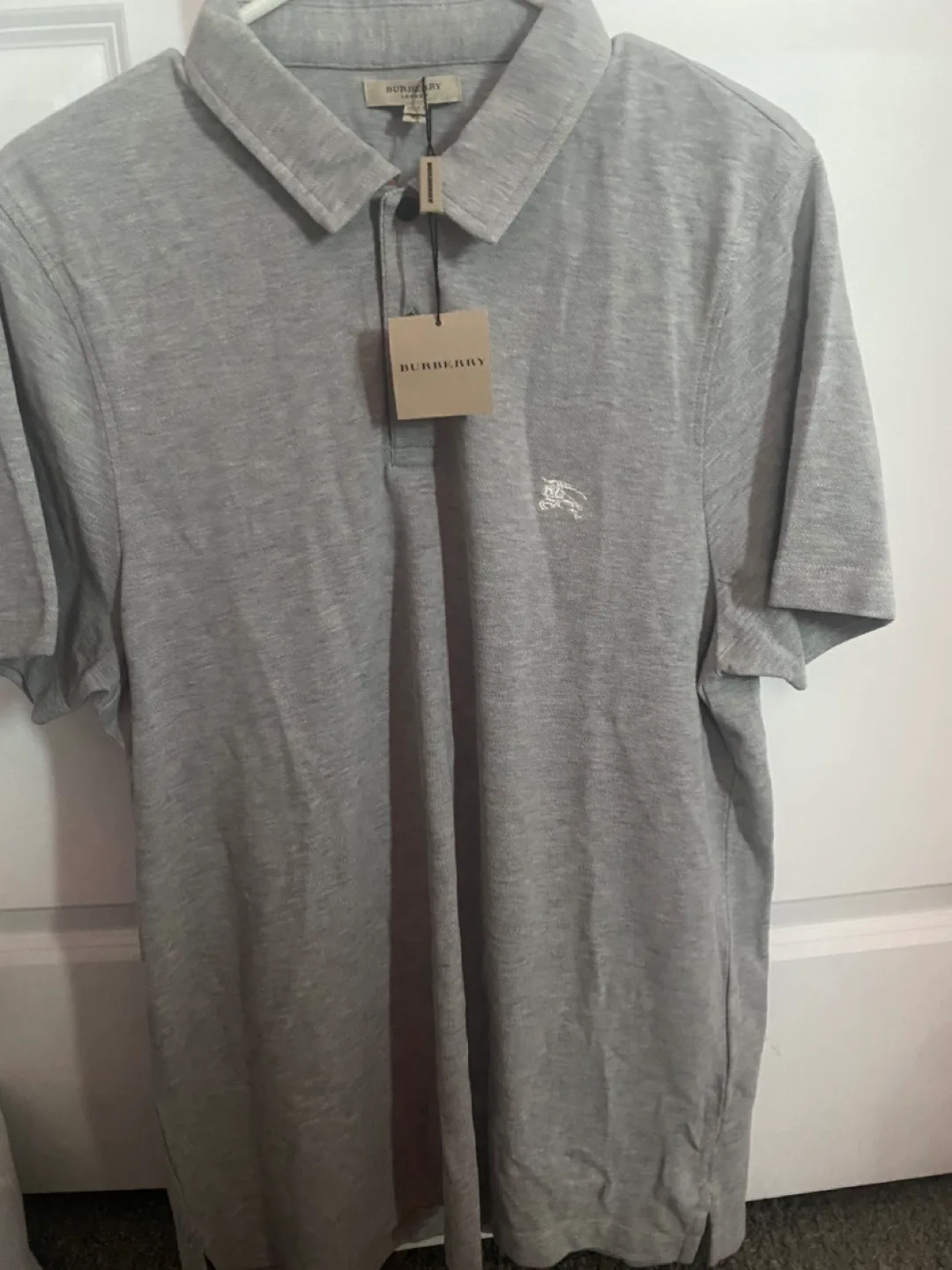Burberry Grey Polo Shirt - Men's Size M thumbnail