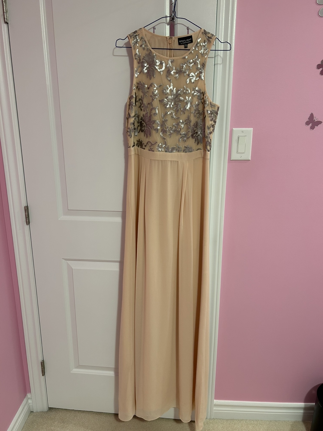 Gorgeous Blush Pink Sequin Maxi Dress