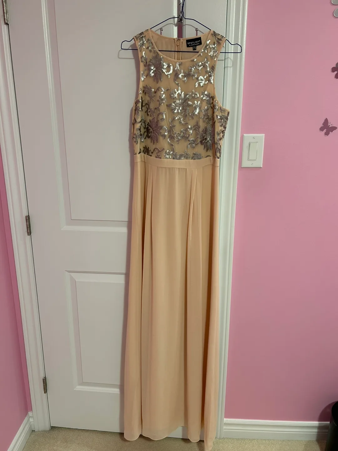 Gorgeous Blush Pink Sequin Maxi Dress thumbnail