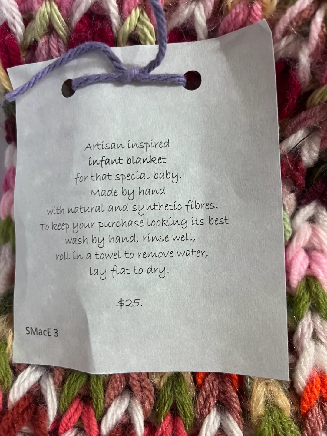 Hand-Knit Infant Blanket - Pink Tones image indicator(2)