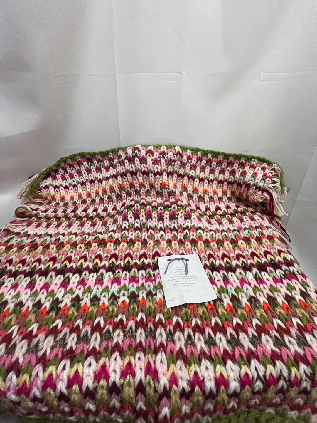 Hand-Knit Infant Blanket - Pink Tones image indicator(4)