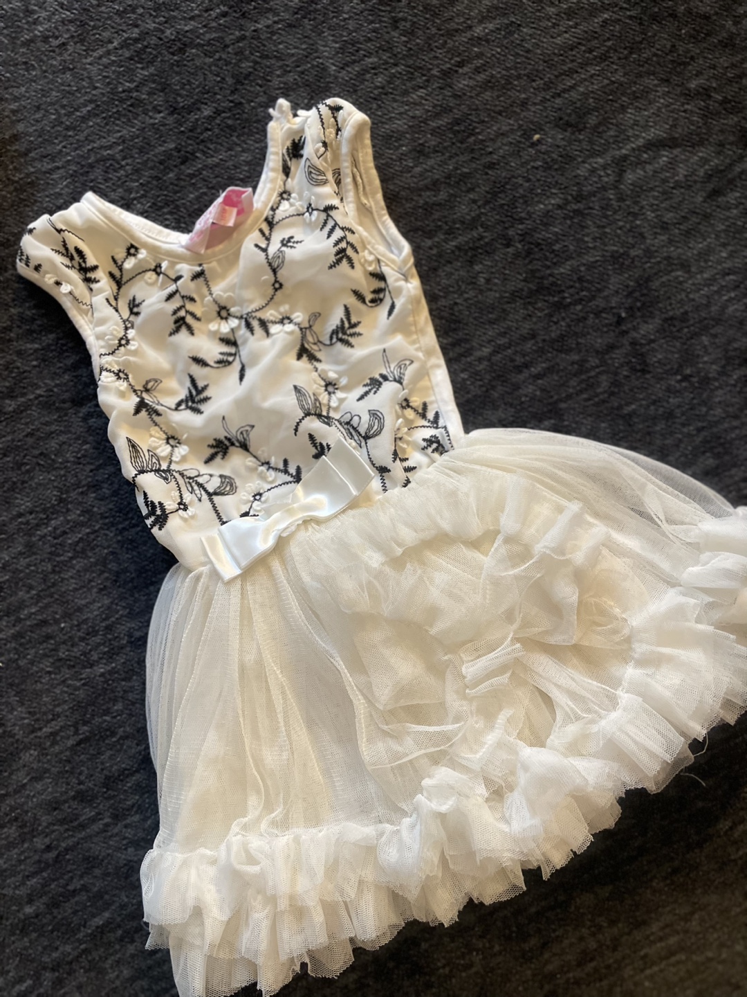 Adorable Baby Girl's White Embroidered Tulle Dress - Size 18M