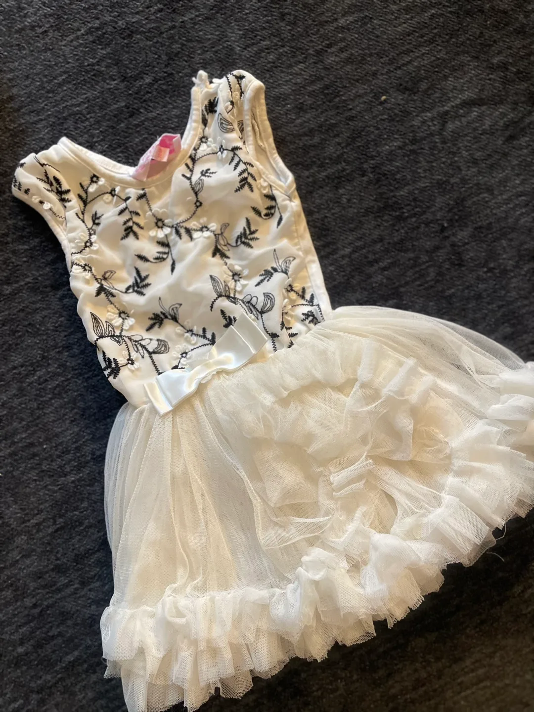 Adorable Baby Girl's White Embroidered Tulle Dress - Size 18M thumbnail
