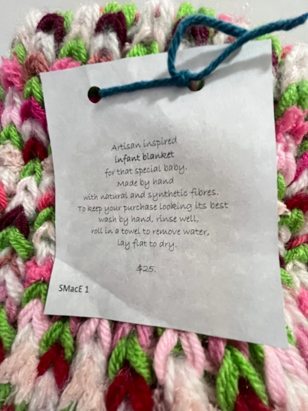 Hand-Knit Infant Blanket - Pink Tones (2) image indicator(2)