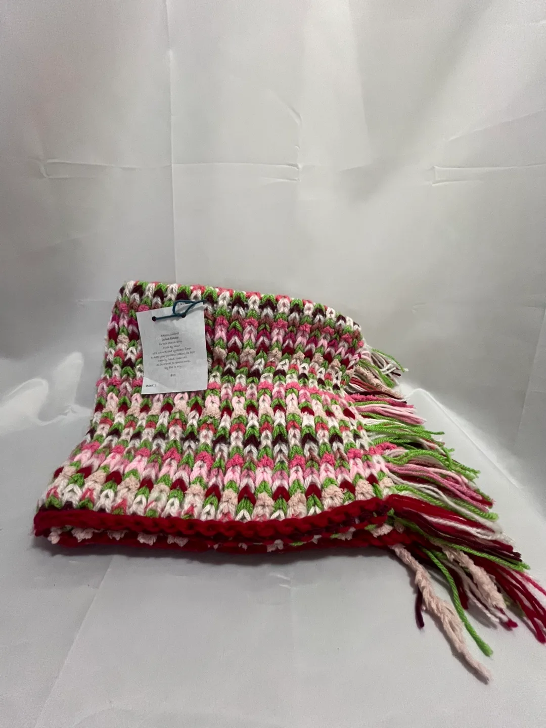 Hand-Knit Infant Blanket - Pink Tones (2) thumbnail