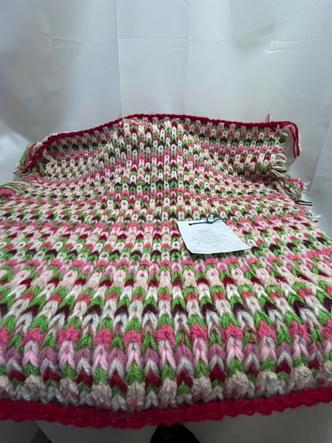 Hand-Knit Infant Blanket - Pink Tones (2) image indicator(4)