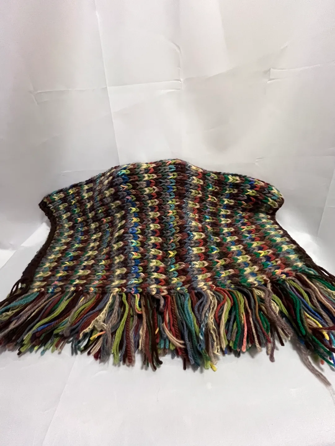 Hand-Knit Infant Blanket - Green/Burgundy Tones image indicator(3)