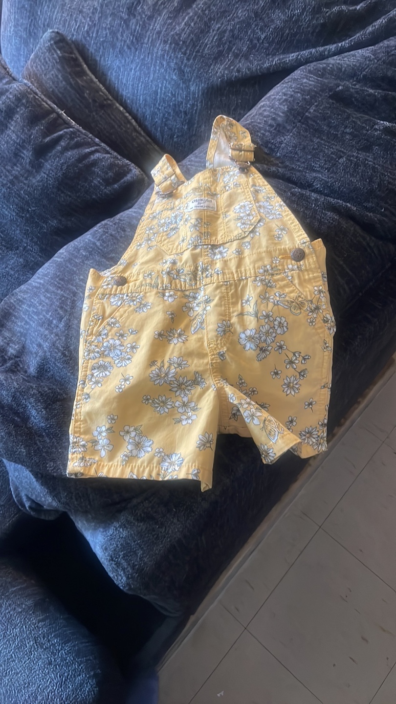 OshKosh B'Gosh Baby Girl's Yellow Floral Overall Shorts
