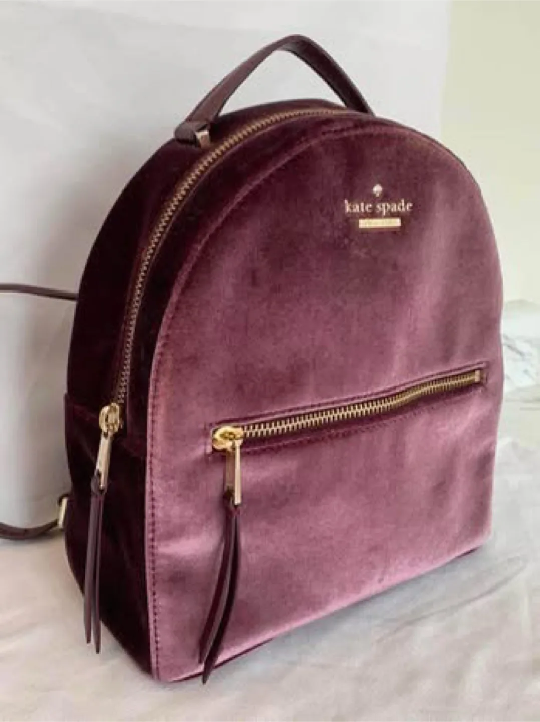 🤩RARE🤩💯% Authentic Kate ♠️Dawn Place Velvet Backpack Bag image indicator(5)