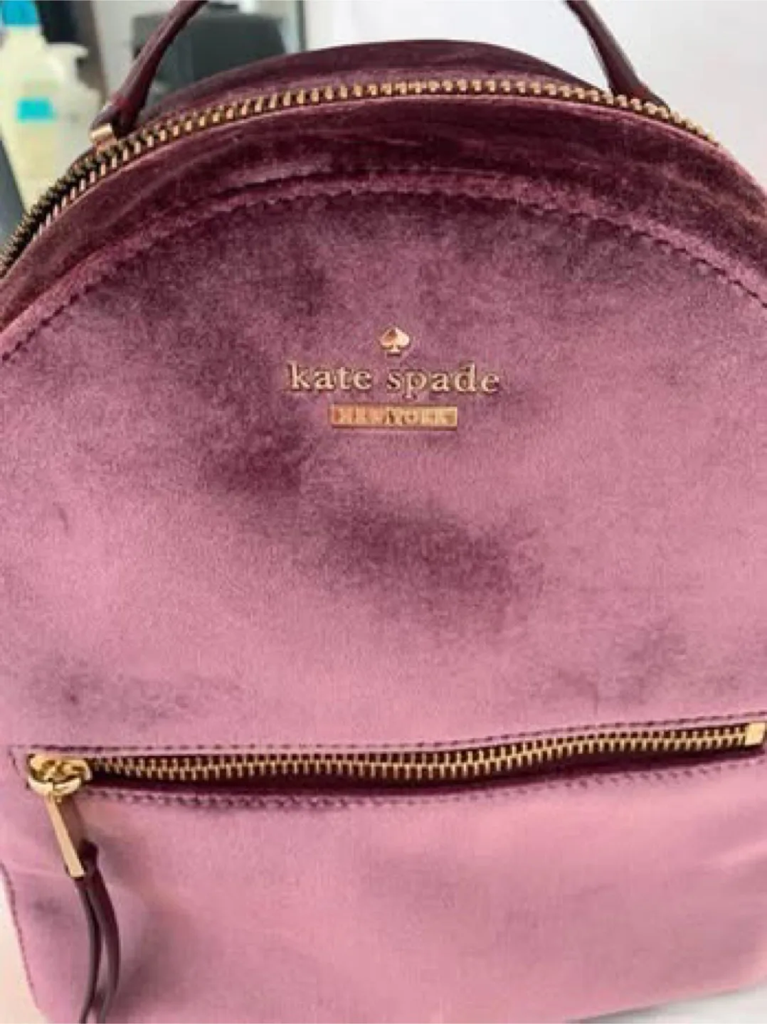 🤩RARE🤩💯% Authentic Kate ♠️Dawn Place Velvet Backpack Bag image indicator(10)