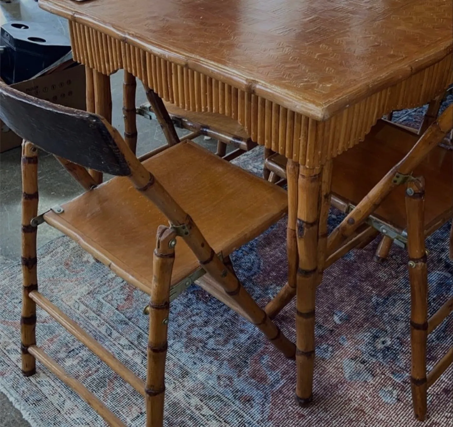 Vintage Bamboo Table and Chairs Set image indicator(2)