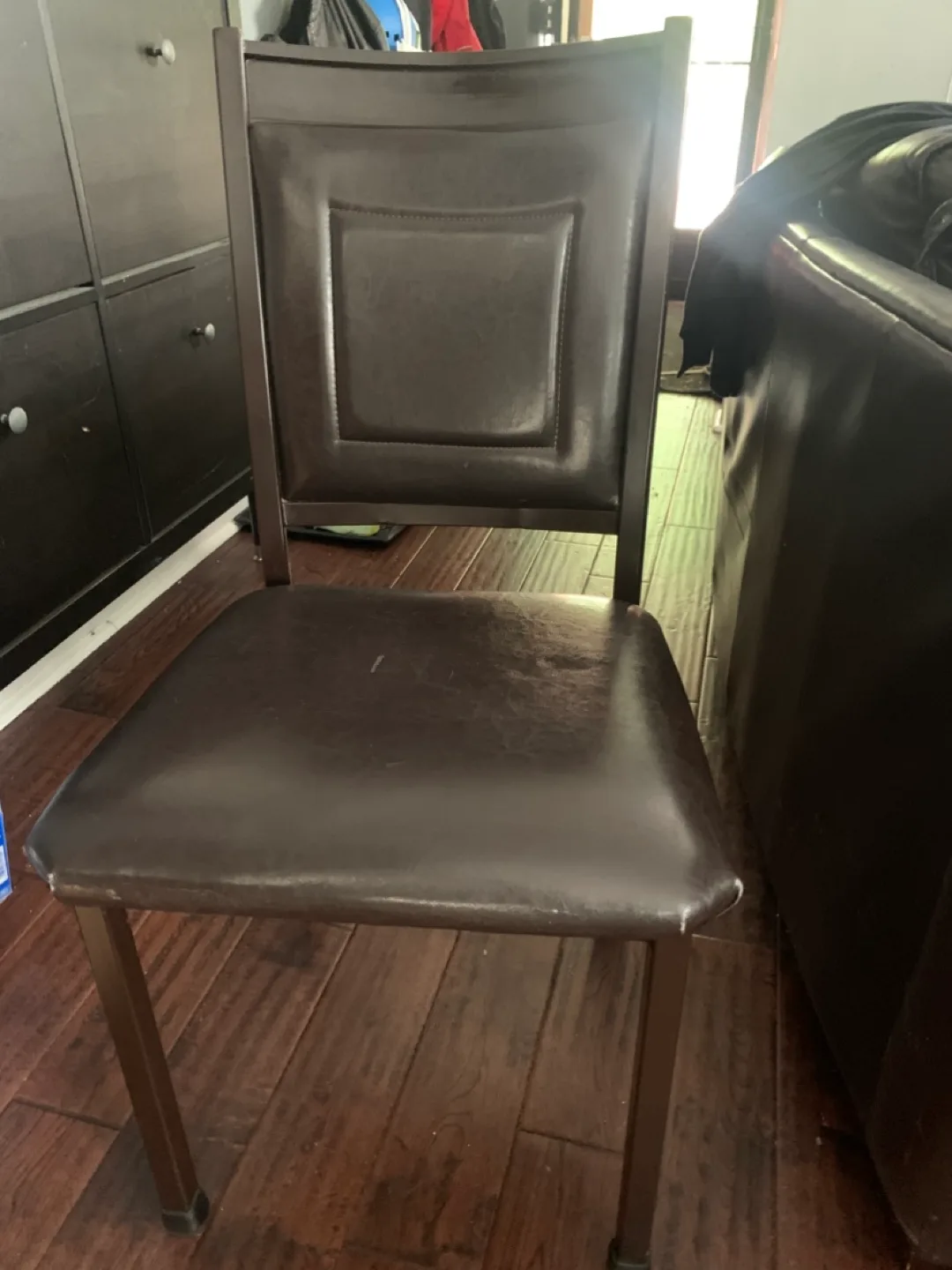 Dark Brown Leather Dining Chair x 4 thumbnail