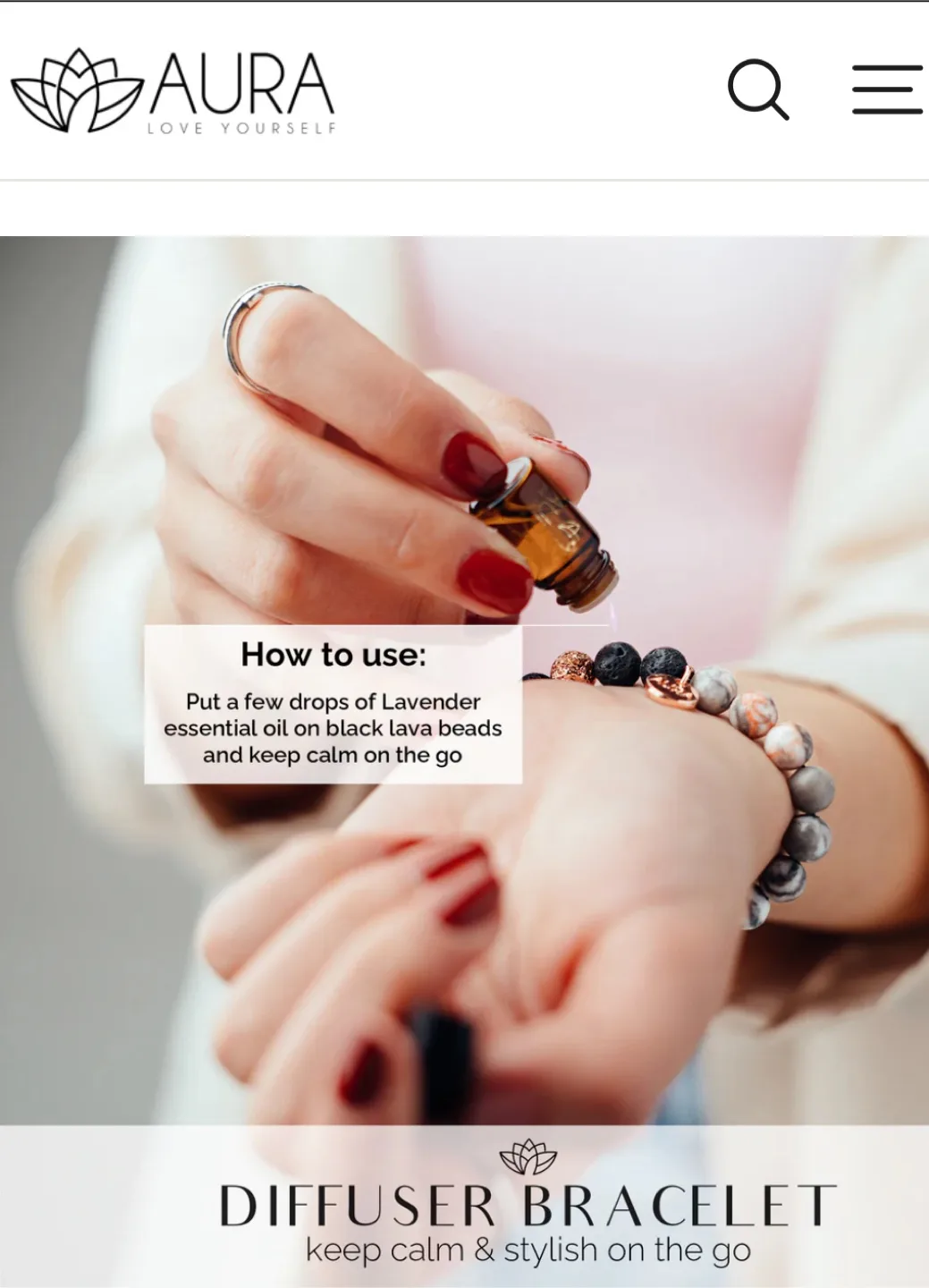 Aura Love Yourself Diffuser Bracelet - Pink Zebra image indicator(2)